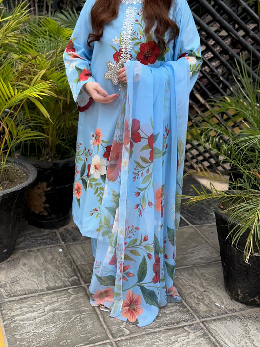 Eshal Printed with Handwork 3pc